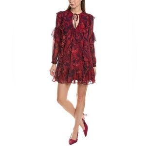 Cinq a Sept Dress Women’s 4 Red Ruffled Sheer
 Mini Dress Fairy Vampire